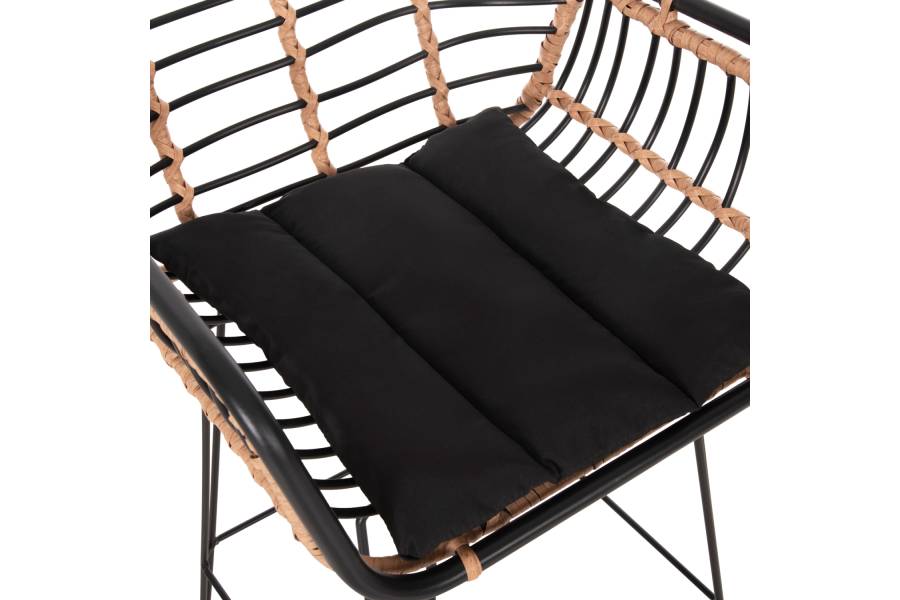 ΣΚΑΜΠΟ ΜΠΑΡ ALLEGRA HM5690.11 ΜΕΤΑΛΛΟ&ΜΑΞΙΛΑΡΙ ΜΑΥΡΟ-WICKER ΜΠΕΖ 55x54x108Υεκ.