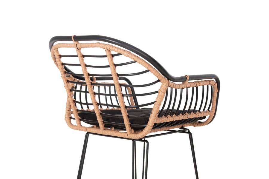 ΣΚΑΜΠΟ ΜΠΑΡ ALLEGRA HM5690.11 ΜΕΤΑΛΛΟ&ΜΑΞΙΛΑΡΙ ΜΑΥΡΟ-WICKER ΜΠΕΖ 55x54x108Υεκ.
