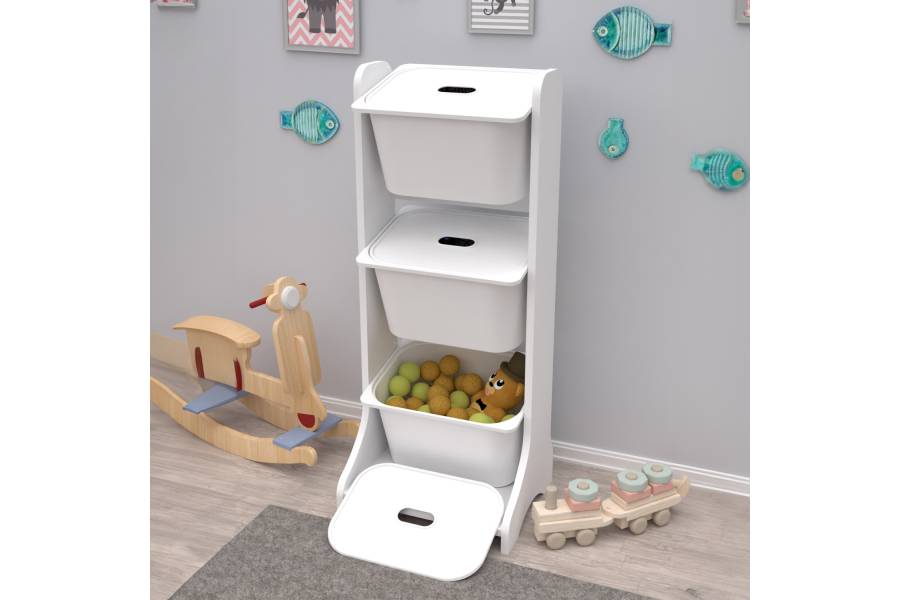 ΕΠΙΠΛΟ ΑΠΟΘΗΚΕΥΣΗΣ FRED HM18208.01 ΛΕΥΚΗ ΜΕΛΑΜΙΝΗ 44x35x107Υεκ.