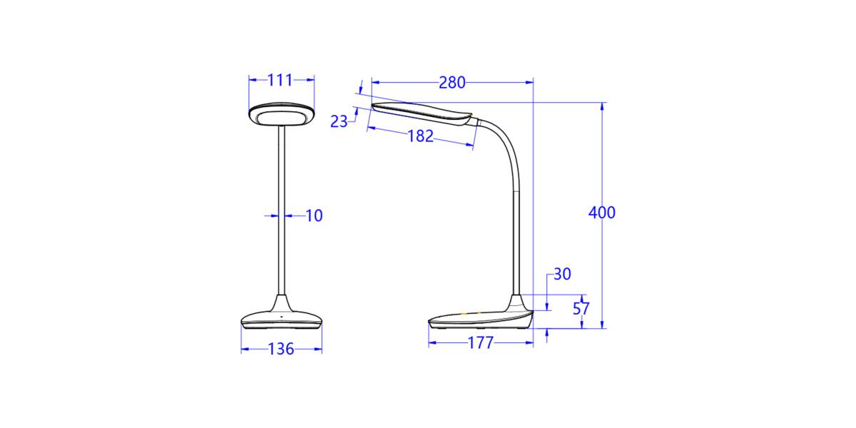 ΦΩΤΙΣΤΙΚΟ ΓΡΑΦΕΙΟΥ LED BLAIN HM4444.03 ΓΑΛΑΖΙΟ-ΛΕΥΚΟ ABS 13,6x17,7x40Υ εκ.