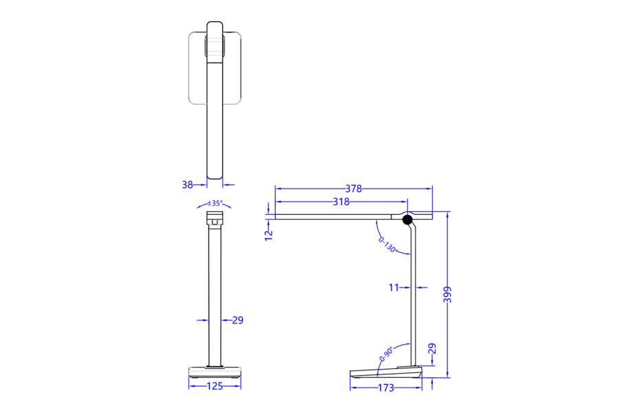 ΦΩΤΙΣΤΙΚΟ ΓΡΑΦΕΙΟΥ LED BLAIN PRO HM4448.07 ΓΚΡΙ ΧΡΩΜΑ ABS 17,3x12,5x39,9Υεκ.