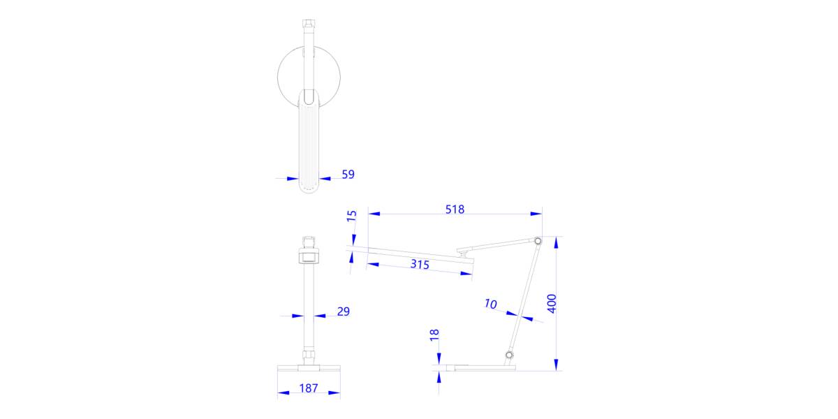 ΦΩΤΙΣΤΙΚΟ ΓΡΑΦΕΙΟΥ LED BLAIN PRO HM4454.02 ΜΑΥΡΗ ΒΑΣΗ ABS-ΓΚΡΙ ΑΛΟΥΜΙΝΙΟ 51,8x40Υεκ.