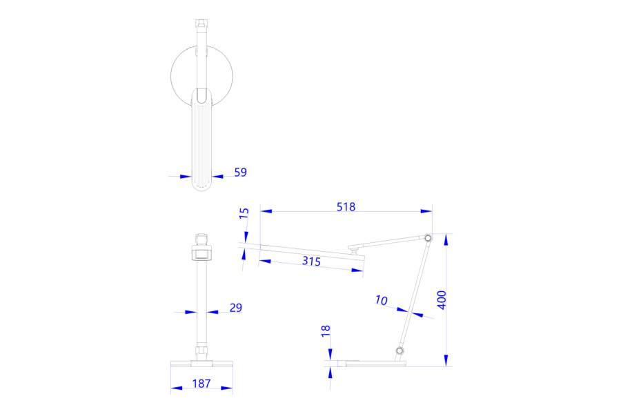 ΦΩΤΙΣΤΙΚΟ ΓΡΑΦΕΙΟΥ LED BLAIN PRO HM4454.02 ΜΑΥΡΗ ΒΑΣΗ ABS-ΓΚΡΙ ΑΛΟΥΜΙΝΙΟ 51,8x40Υεκ.