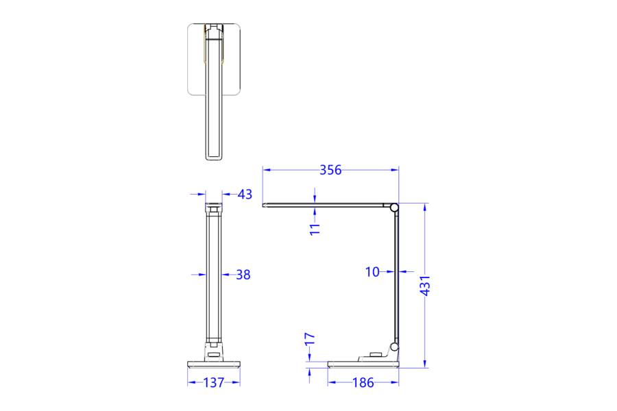 ΦΩΤΙΣΤΙΚΟ ΓΡΑΦΕΙΟΥ LED BLAIN PRO HM4458.07 ΓΚΡΙ ΒΑΣΗ ABS & ΑΛΟΥΜΙΝΙΟ 35,6x43,1Υεκ