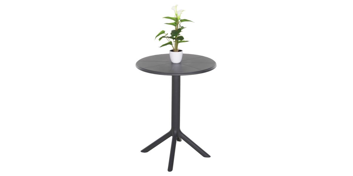 ΤΡΑΠΕΖΙ ΠΟΛΥΠΡΟΠΥΛΕΝΙΟΥ ΣΤΡΟΓΓΥΛΟ TERRIN HM6124.20 ΓΚΡΙ Φ61x77Υεκ.