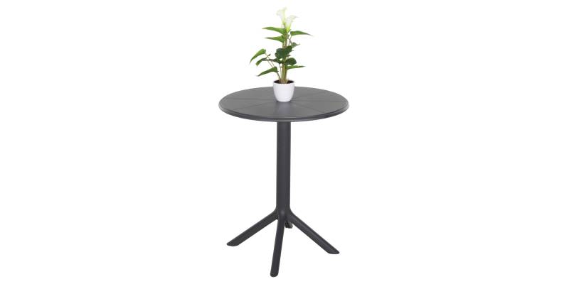 ΤΡΑΠΕΖΙ ΠΟΛΥΠΡΟΠΥΛΕΝΙΟΥ ΣΤΡΟΓΓΥΛΟ TERRIN HM6124.20 ΓΚΡΙ Φ61x77Υεκ.