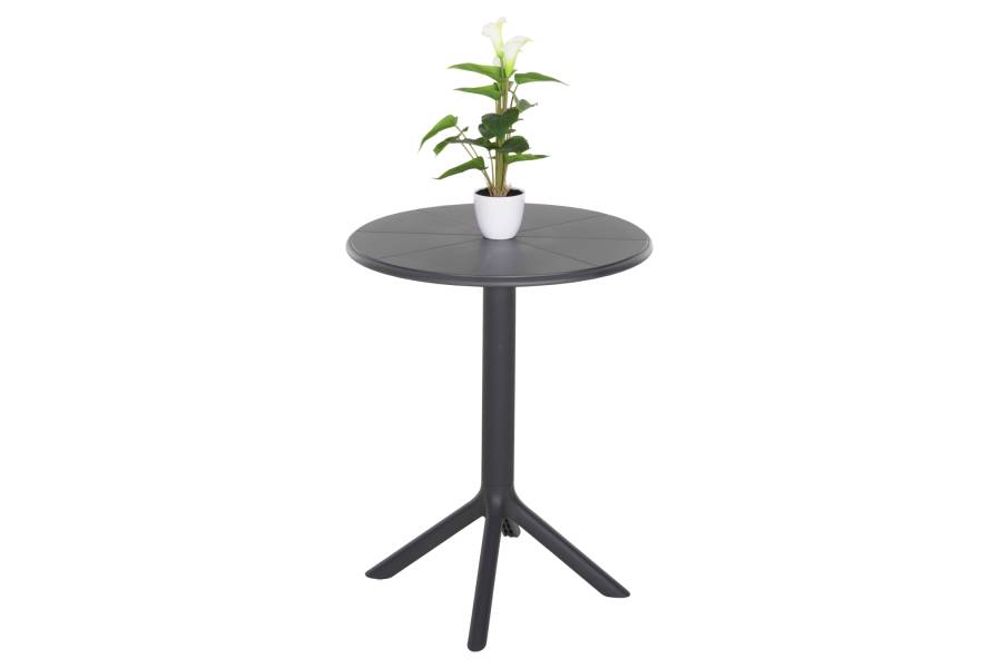 ΤΡΑΠΕΖΙ ΠΟΛΥΠΡΟΠΥΛΕΝΙΟΥ ΣΤΡΟΓΓΥΛΟ TERRIN HM6124.20 ΓΚΡΙ Φ61x77Υεκ.