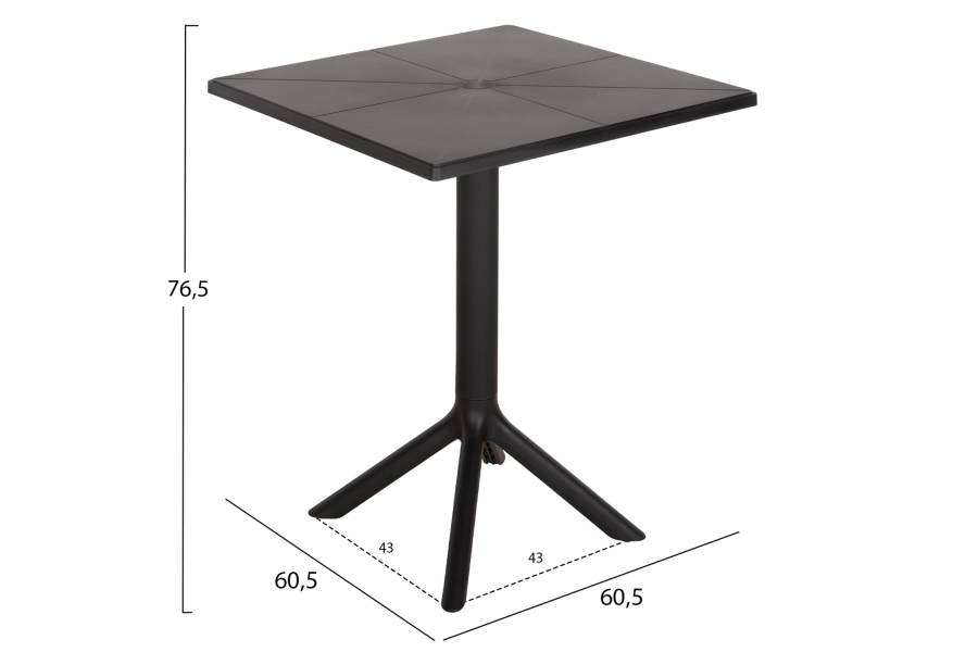 ΤΡΑΠΕΖΙ ΠΟΛΥΠΡΟΠΥΛΕΝΙΟΥ ΤΕΤΡΑΓΩΝΟ TERRIN HM6125.12 ΜΑΥΡΟ 60,5x60,5x76,5Υεκ.