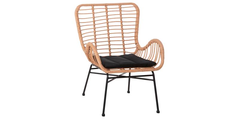 ΠΟΛΥΘΡΟΝΑ ΣΤΥΛ ΜΠΕΡΖΕΡΑΣ ALLEGRA HM5704.11 P.E.RATTAN ΜΠΕΖ-ΜΑΥΡΟ ΜΕΤΑΛΛΟ 66x59x90Υεκ.