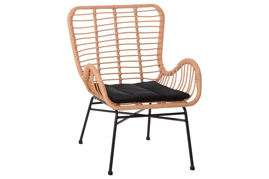 ΠΟΛΥΘΡΟΝΑ ΣΤΥΛ ΜΠΕΡΖΕΡΑΣ ALLEGRA HM5704.11 P.E.RATTAN ΜΠΕΖ-ΜΑΥΡΟ ΜΕΤΑΛΛΟ 66x59x90Υεκ.