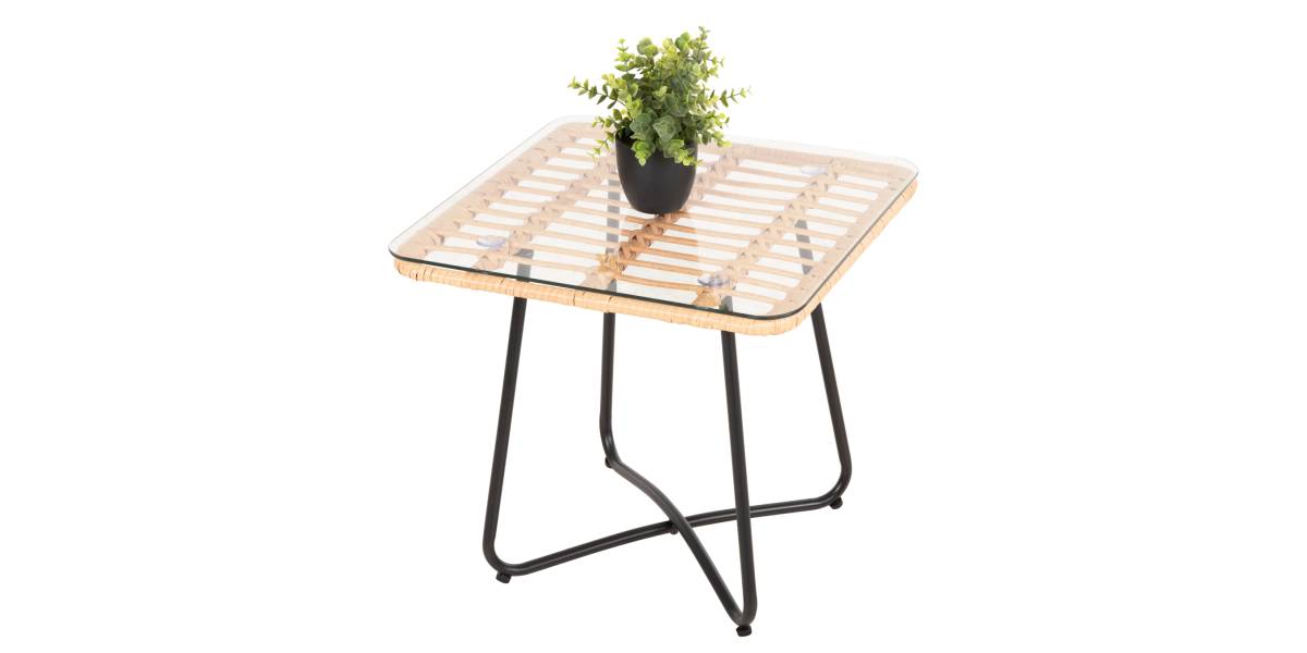 ΤΡΑΠΕΖΑΚΙ GERRY HM5717.11 ΜΕ WICKER ΜΠΕΖ-ΜΑΥΡΟ ΜΕΤΑΛ.ΣΚΕΛΕΤΟ 50x50x47,5Υεκ.