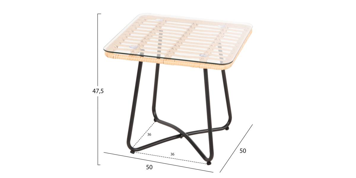 ΤΡΑΠΕΖΑΚΙ GERRY HM5717.11 ΜΕ WICKER ΜΠΕΖ-ΜΑΥΡΟ ΜΕΤΑΛ.ΣΚΕΛΕΤΟ 50x50x47,5Υεκ.