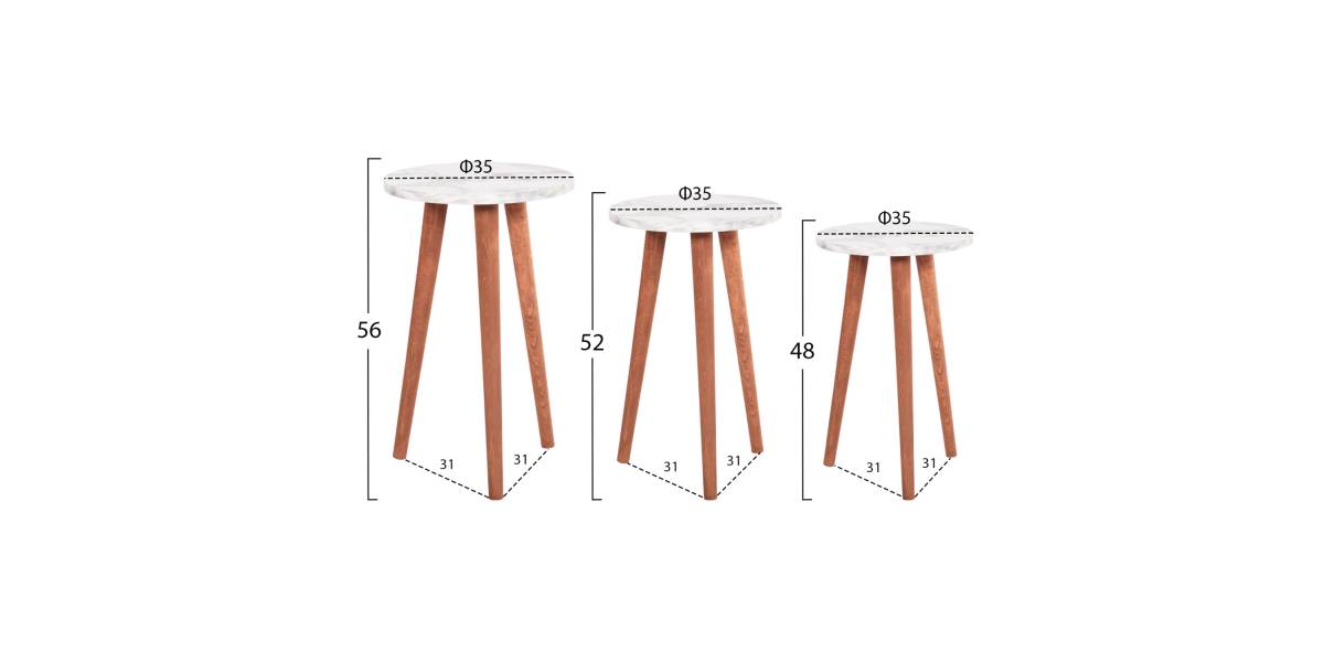 ΣΕΤ ΤΡΑΠΕΖΙ ΣΑΛΟΝΙΟΥ & 3 ΒΟΗΘ.ΤΡΑΠΕΖΙΑ VITAL HM18180.03 ΜΕΛΑΜΙΝΗ ΛΕΥΚΟ ΜΑΡΜΑΡΟ-ΚΑΡΥΔΙ ΠΟΔΙΑ