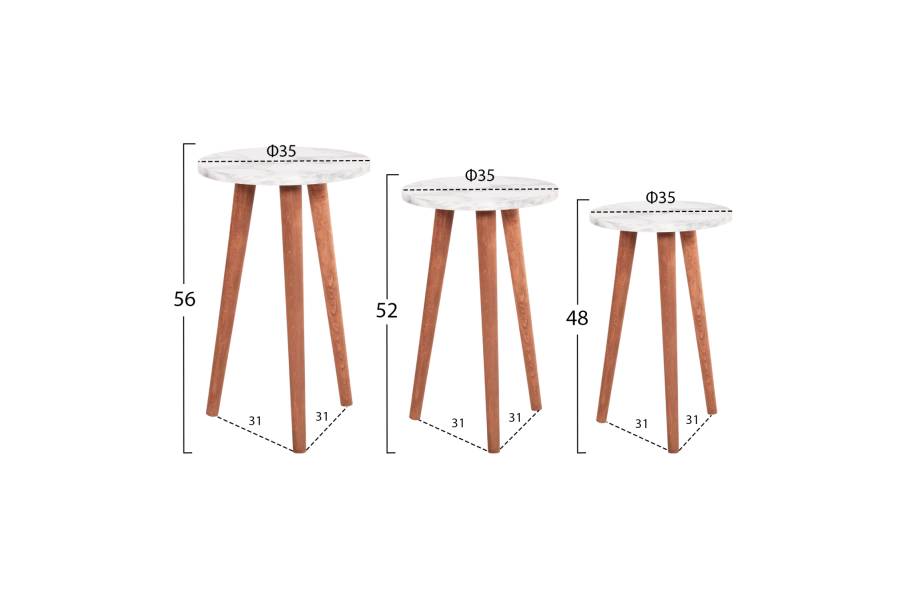 ΣΕΤ ΤΡΑΠΕΖΙ ΣΑΛΟΝΙΟΥ & 3 ΒΟΗΘ.ΤΡΑΠΕΖΙΑ VITAL HM18180.03 ΜΕΛΑΜΙΝΗ ΛΕΥΚΟ ΜΑΡΜΑΡΟ-ΚΑΡΥΔΙ ΠΟΔΙΑ