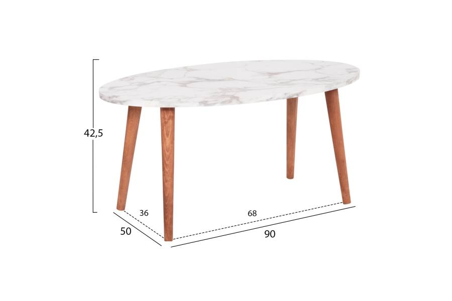 ΣΕΤ ΤΡΑΠΕΖΙ ΣΑΛΟΝΙΟΥ & 3 ΒΟΗΘ.ΤΡΑΠΕΖΙΑ VITAL HM18180.03 ΜΕΛΑΜΙΝΗ ΛΕΥΚΟ ΜΑΡΜΑΡΟ-ΚΑΡΥΔΙ ΠΟΔΙΑ