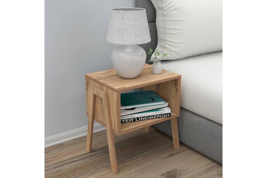 ΚΟΜΟΔΙΝΟ JAKE HM18182.04 ΜΕΛΑΜΙΝΗ ΣΕ ΦΥΣΙΚΟ ΞΥΛΟΥ 48x35x49Υεκ.