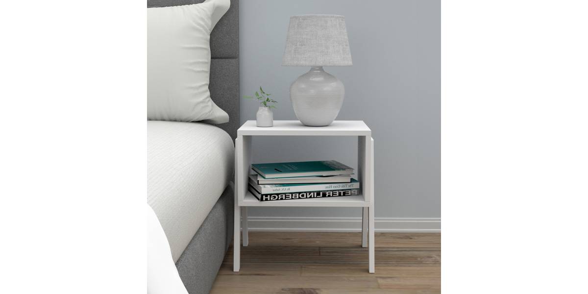 ΚΟΜΟΔΙΝΟ JAKE HM18182.01 ΜΕΛΑΜΙΝΗ ΣΕ ΛΕΥΚΟ 48x35x49Υεκ.