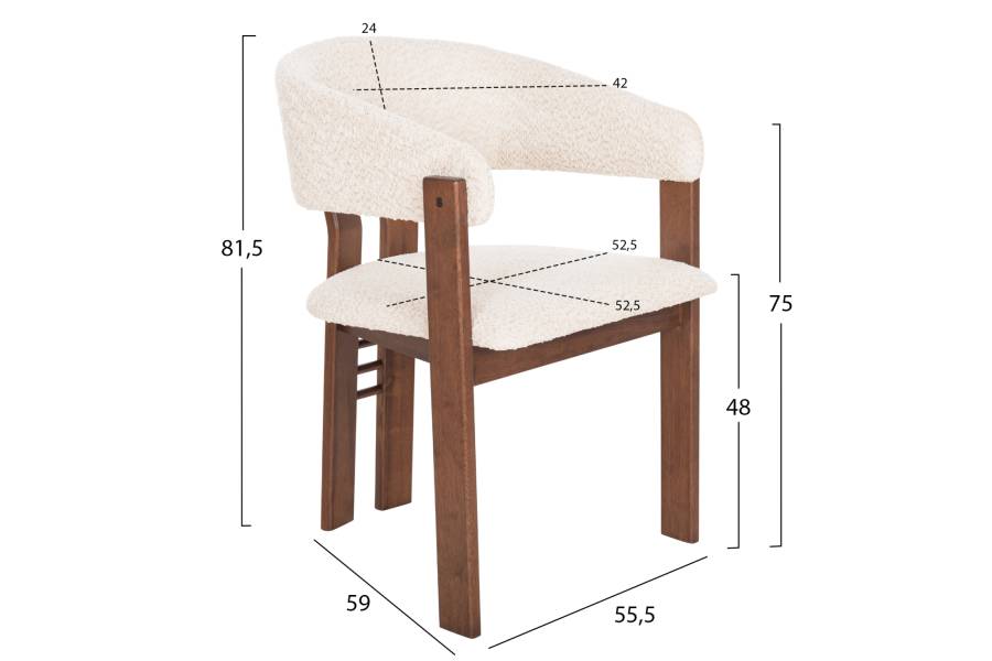 ΚΑΡΕΚΛΑ ZARRA HM9970.03 RUBBERWOOD ΣΕ ΚΑΡΥΔΙ-ΕΚΡΟΥ ΜΠΟΥΚΛΕ ΥΦΑΣΜΑ 55,5x59x81,5Υεκ