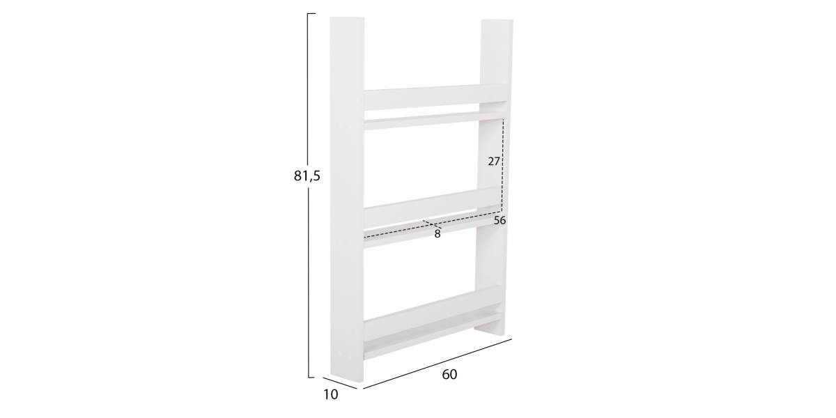 ΡΑΦΙΕΡΑ ΤΟΙΧΟΥ SANI HM18223.01 ΜΕΛΑΜΙΝΗ ΣΕ ΛΕΥΚΟ 60x10x90Υεκ. (3 ΡΑΦΙΑ)