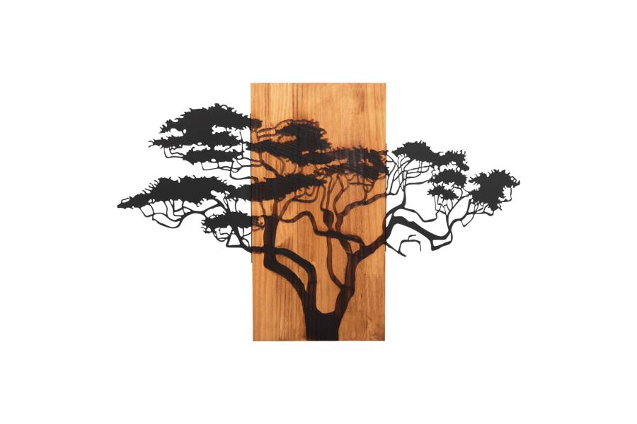 ΔΙΑΚΟΣΜΗΤΙΚΟ ΤΟΙΧΟΥ ΦΙΓΟΥΡΑ ΔΕΝΤΡΟΥ HM4648-ΦΥΛΛΑ ΜΕΤΑΛΛΟΥ-ΞΥΛΟ 90x3(βάθος)x58Υεκ.