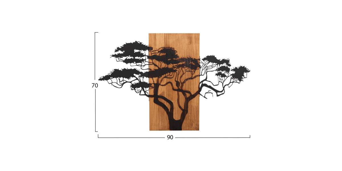 ΔΙΑΚΟΣΜΗΤΙΚΟ ΤΟΙΧΟΥ ΦΙΓΟΥΡΑ ΔΕΝΤΡΟΥ HM4648-ΦΥΛΛΑ ΜΕΤΑΛΛΟΥ-ΞΥΛΟ 90x3(βάθος)x58Υεκ.