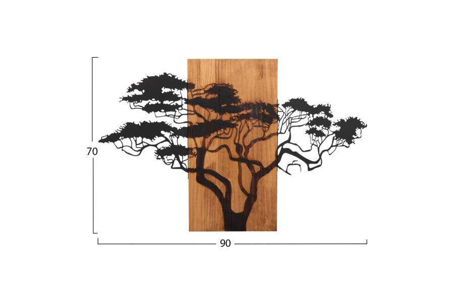 ΔΙΑΚΟΣΜΗΤΙΚΟ ΤΟΙΧΟΥ ΦΙΓΟΥΡΑ ΔΕΝΤΡΟΥ HM4648-ΦΥΛΛΑ ΜΕΤΑΛΛΟΥ-ΞΥΛΟ 90x3(βάθος)x58Υεκ.