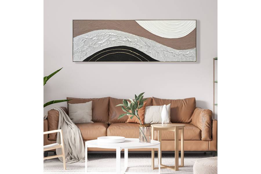 ΠΙΝΑΚΑΣ ΤΟΙΧΟΥ ABSTRACT HM4552.02 ΜΕ ΚΟΡΝΙΖΑ ΜΠΕΖ-ΚΑΜΒΑΣ-ΧΕΙΡΟΠΟΙΗΤΟΣ 152x4.5x52Υεκ.