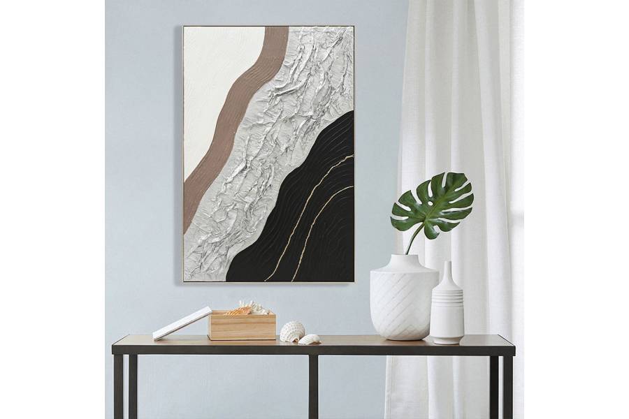 ΠΙΝΑΚΑΣ ΤΟΙΧΟΥ ABSTRACT HM4553.02 ΜΕ ΚΟΡΝΙΖΑ ΜΠΕΖ-ΚΑΜΒΑΣ-ΧΕΙΡΟΠΟΙΗΤΟΣ 82x4.5x122Υεκ