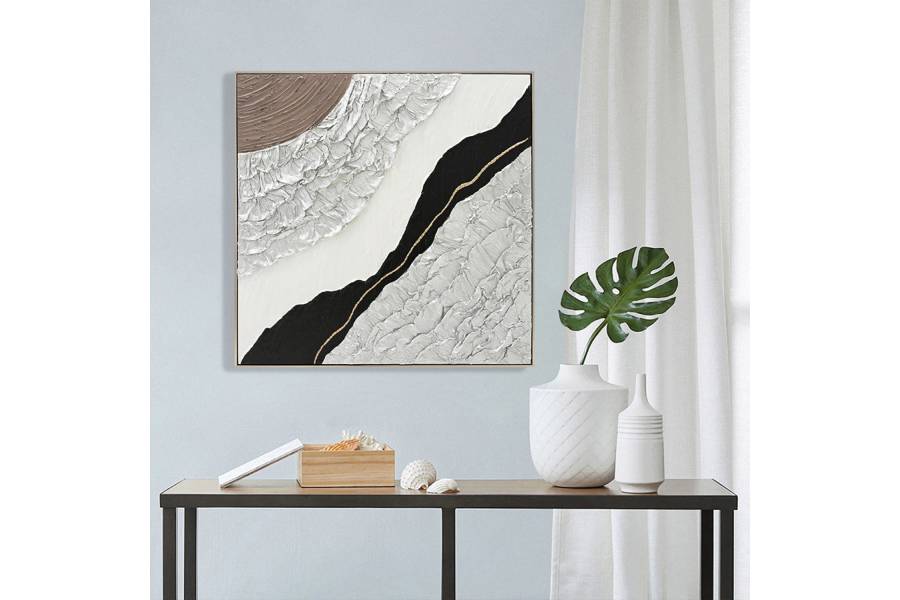 ΠΙΝΑΚΑΣ ΤΟΙΧΟΥ ABSTRACT (ΤΕΤΡΑΓΩΝΟΣ) HM4553.01 ΜΕ ΚΟΡΝΙΖΑ ΜΠΕΖ-ΚΑΜΒΑΣ 82x4.5x82Υεκ
