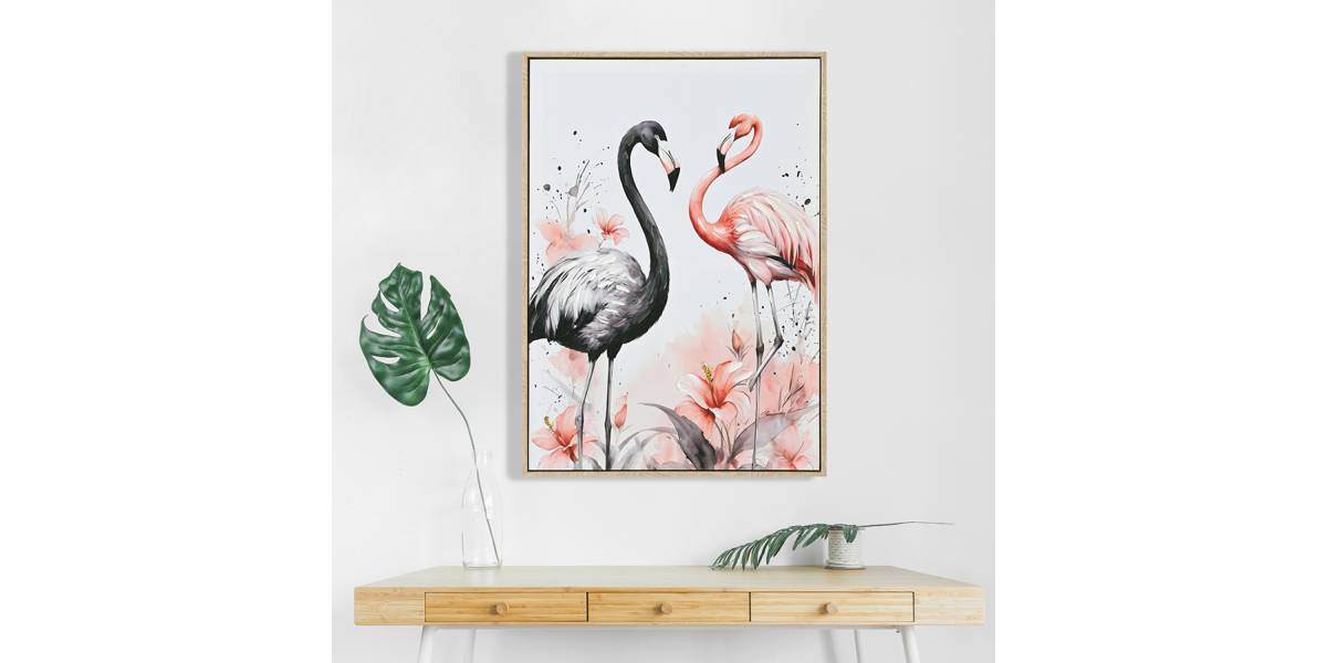 ΠΙΝΑΚΑΣ TOIXOY FLAMINGOS HM4562 ΜΕ ΚΟΡΝΙΖΑ ΜΠΕΖ-ΚΑΜΒΑΣ ΕΚΤΥΠΩΣΗ 52,5x2,8x72,5Υεκ.