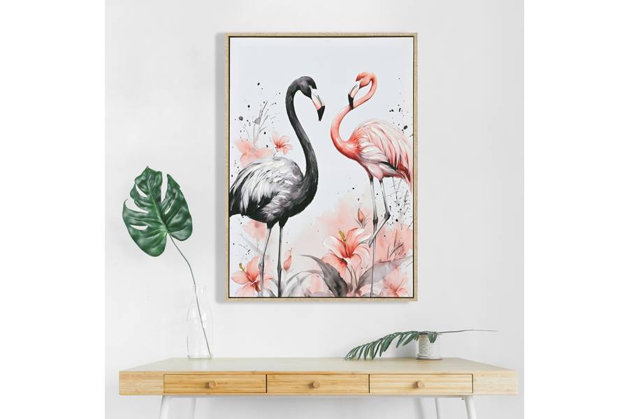 ΠΙΝΑΚΑΣ TOIXOY FLAMINGOS HM4562 ΜΕ ΚΟΡΝΙΖΑ ΜΠΕΖ-ΚΑΜΒΑΣ ΕΚΤΥΠΩΣΗ 52,5x2,8x72,5Υεκ.