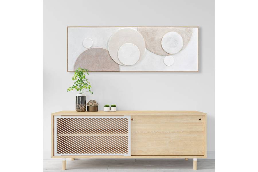 ΠΙΝΑΚΑΣ ΤΟΙΧΟΥ 3D SWIRL HM4573 ΜΕ ΚΟΡΝΙΖΑ ΜΠΕΖ-ΧΕΙΡΟΠΟΙΗΤΟΙ ΚΥΚΛΟΙ 152x5Χ52Υεκ.