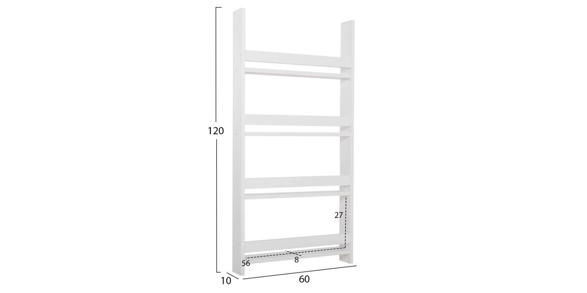 ΡΑΦΙΕΡΑ ΤΟΙΧΟΥ SANI HM18224.01 ΜΕΛΑΜΙΝΗ ΣΕ ΛΕΥΚΟ 60x10x120Υεκ. (4 ΡΑΦΙΑ)