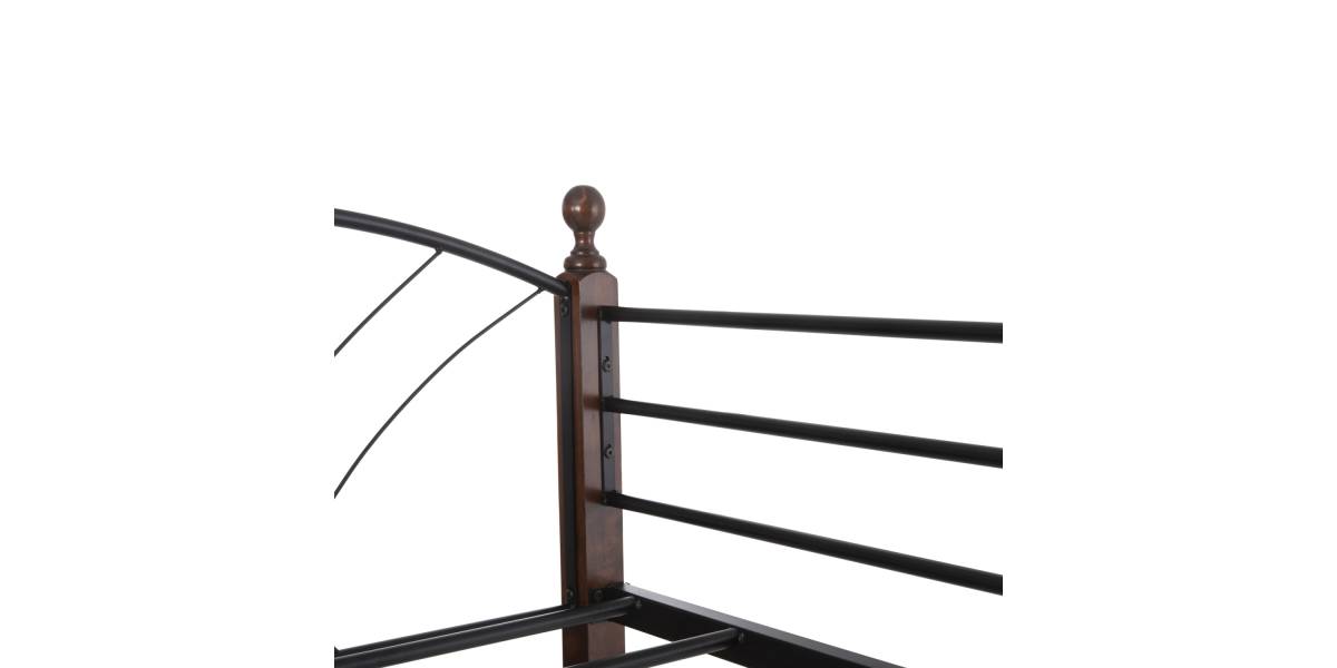 ΚΟΥΚΕΤΑ ΚΡΕΒΑΤΙ STOREY HM687 ΜΑΥΡΟ ΜΕΤΑΛΛΟ-ΚΑΡΥΔΙ RUBBERWOOD-ΓΙΑ ΣΤΡΩΜΑ 190x90εκ