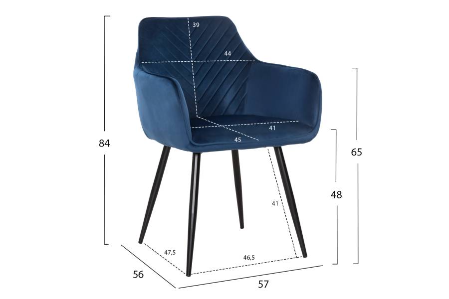 ΠΟΛΥΘΡΟΝΑ LATRELL HM8582.08 ΜΠΛΕ ΒΕΛΟΥΔΟ & ΜΑΥΡΑ ΜΕΤΑΛΛΙΚΑ ΠΟΔΙΑ 57x56x84Yεκ.