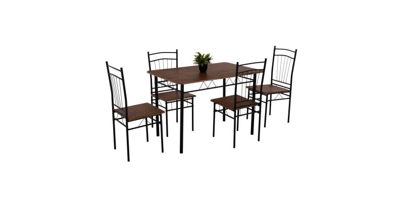ΣΕΤ ΤΡΑΠΕΖΑΡΙΑΣ 5ΤΜΧ PEARY HM9416.11 ΜΕΤΑΛΛΟ ΜΑΥΡΟ-MDF ΚΑΡΥΔΙ 110x60x74Yεκ.