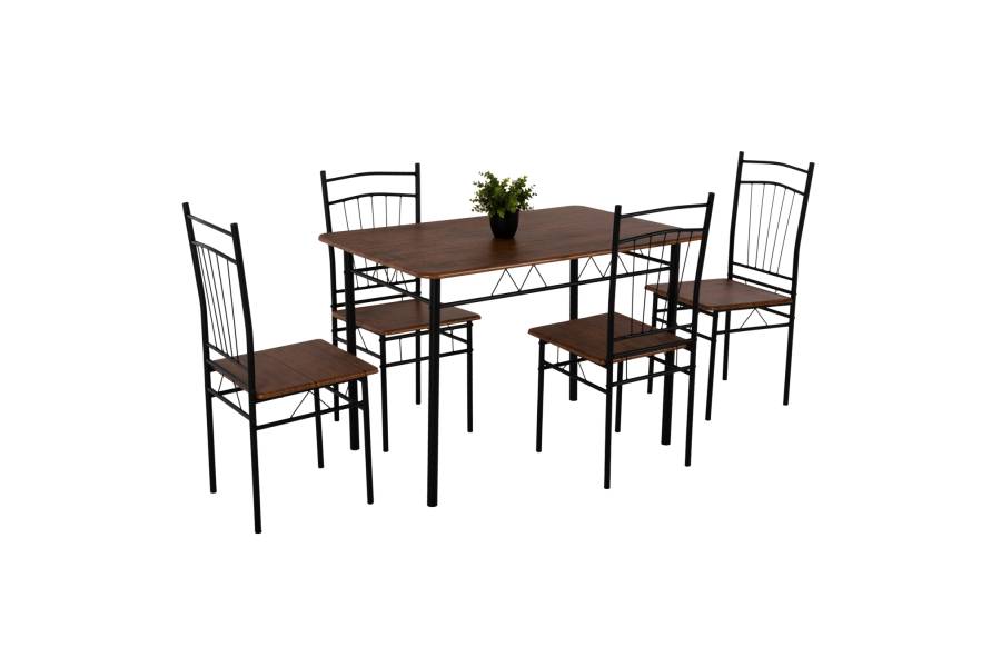ΣΕΤ ΤΡΑΠΕΖΑΡΙΑΣ 5ΤΜΧ PEARY HM9416.11 ΜΕΤΑΛΛΟ ΜΑΥΡΟ-MDF ΚΑΡΥΔΙ 110x60x74Yεκ.
