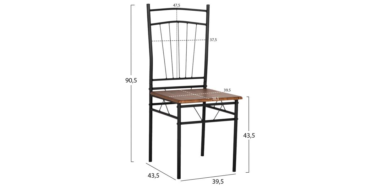 ΣΕΤ ΤΡΑΠΕΖΑΡΙΑΣ 5ΤΜΧ PEARY HM9416.11 ΜΕΤΑΛΛΟ ΜΑΥΡΟ-MDF ΚΑΡΥΔΙ 110x60x74Yεκ.