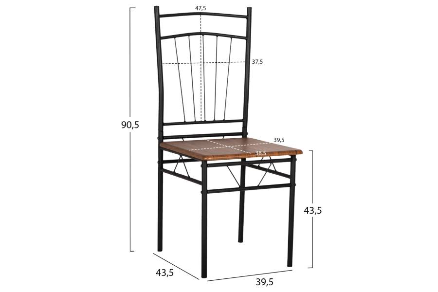 ΣΕΤ ΤΡΑΠΕΖΑΡΙΑΣ 5ΤΜΧ PEARY HM9416.11 ΜΕΤΑΛΛΟ ΜΑΥΡΟ-MDF ΚΑΡΥΔΙ 110x60x74Yεκ.