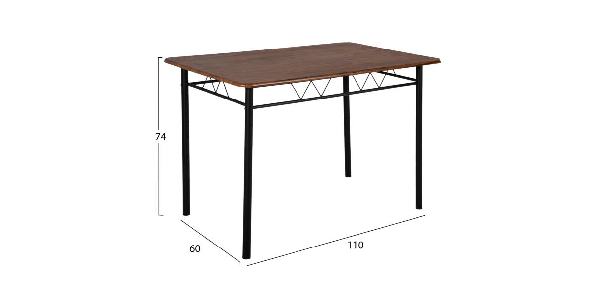 ΣΕΤ ΤΡΑΠΕΖΑΡΙΑΣ 5ΤΜΧ PEARY HM9416.11 ΜΕΤΑΛΛΟ ΜΑΥΡΟ-MDF ΚΑΡΥΔΙ 110x60x74Yεκ.