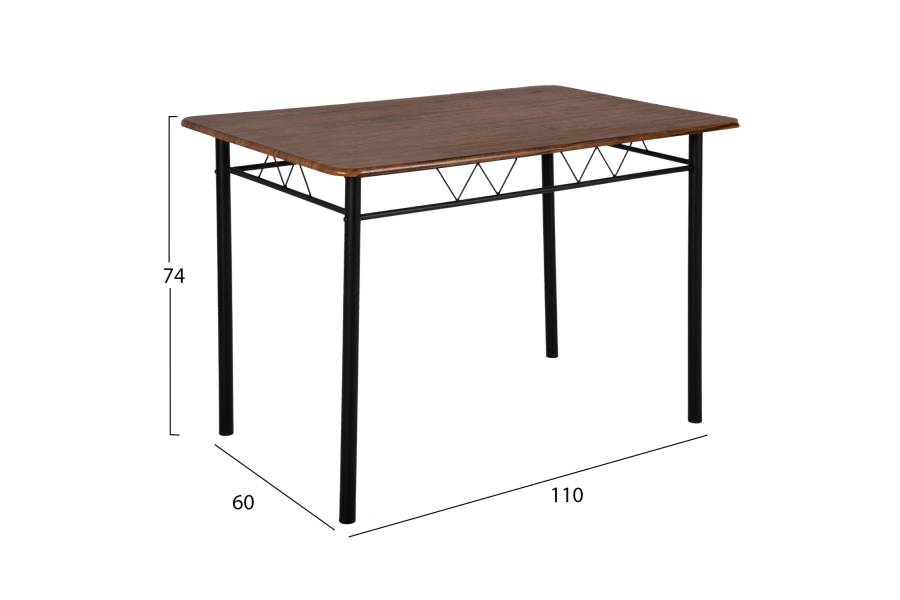 ΣΕΤ ΤΡΑΠΕΖΑΡΙΑΣ 5ΤΜΧ PEARY HM9416.11 ΜΕΤΑΛΛΟ ΜΑΥΡΟ-MDF ΚΑΡΥΔΙ 110x60x74Yεκ.