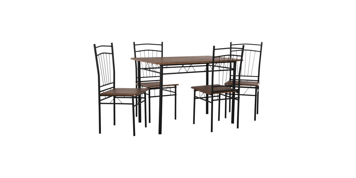 ΣΕΤ ΤΡΑΠΕΖΑΡΙΑΣ 5ΤΜΧ PEARY HM9416.11 ΜΕΤΑΛΛΟ ΜΑΥΡΟ-MDF ΚΑΡΥΔΙ 110x60x74Yεκ.