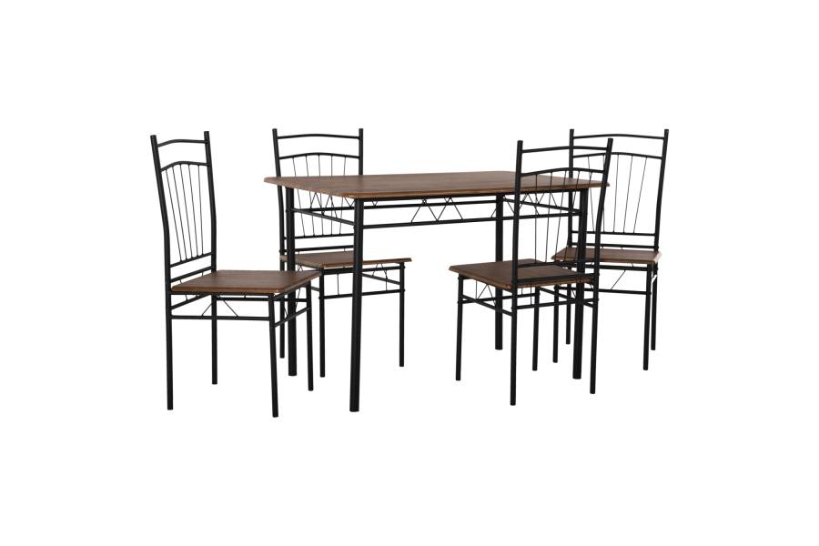 ΣΕΤ ΤΡΑΠΕΖΑΡΙΑΣ 5ΤΜΧ PEARY HM9416.11 ΜΕΤΑΛΛΟ ΜΑΥΡΟ-MDF ΚΑΡΥΔΙ 110x60x74Yεκ.
