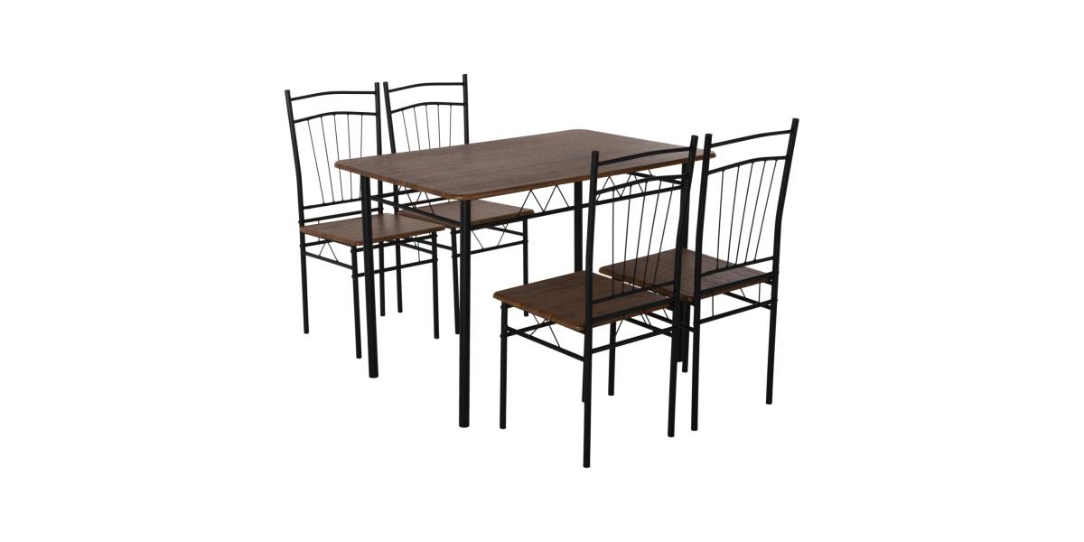 ΣΕΤ ΤΡΑΠΕΖΑΡΙΑΣ 5ΤΜΧ PEARY HM9416.11 ΜΕΤΑΛΛΟ ΜΑΥΡΟ-MDF ΚΑΡΥΔΙ 110x60x74Yεκ.