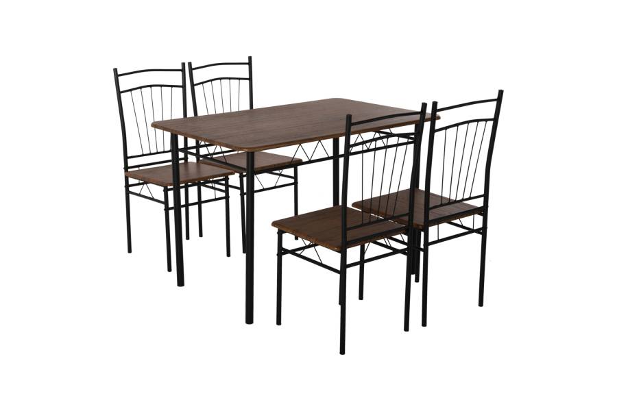 ΣΕΤ ΤΡΑΠΕΖΑΡΙΑΣ 5ΤΜΧ PEARY HM9416.11 ΜΕΤΑΛΛΟ ΜΑΥΡΟ-MDF ΚΑΡΥΔΙ 110x60x74Yεκ.