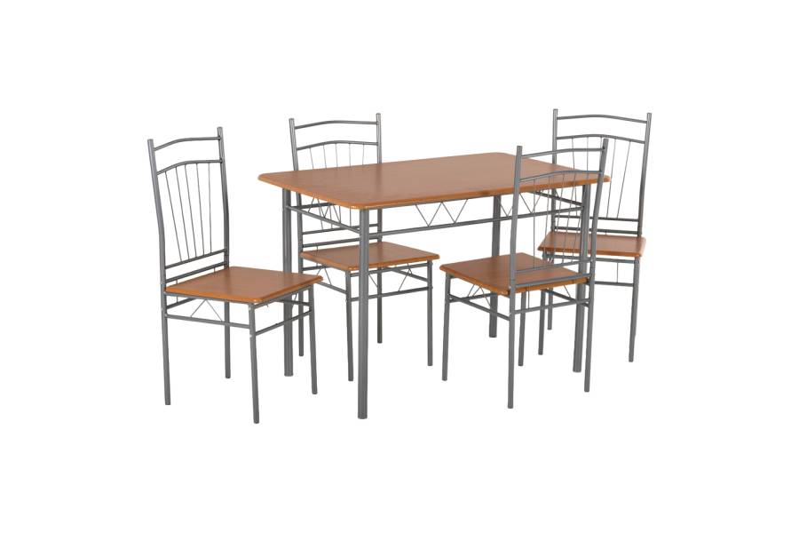 ΣΕΤ ΤΡΑΠΕΖΑΡΙΑΣ 5ΤΜΧ PEARY HM9416.12 ΜΕΤΑΛΛΟ ΑΣΗΜΙ-MDF ΣΟΝΑΜΑ 110x60x74Yεκ.