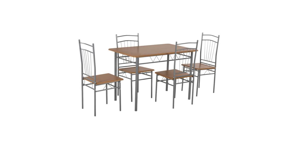ΣΕΤ ΤΡΑΠΕΖΑΡΙΑΣ 5ΤΜΧ PEARY HM9416.12 ΜΕΤΑΛΛΟ ΑΣΗΜΙ-MDF ΣΟΝΑΜΑ 110x60x74Yεκ.