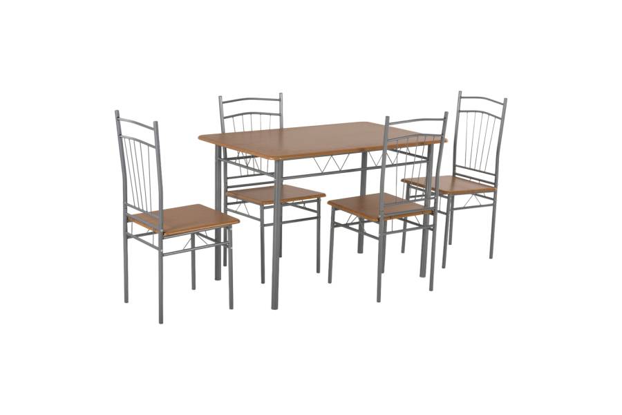 ΣΕΤ ΤΡΑΠΕΖΑΡΙΑΣ 5ΤΜΧ PEARY HM9416.12 ΜΕΤΑΛΛΟ ΑΣΗΜΙ-MDF ΣΟΝΑΜΑ 110x60x74Yεκ.