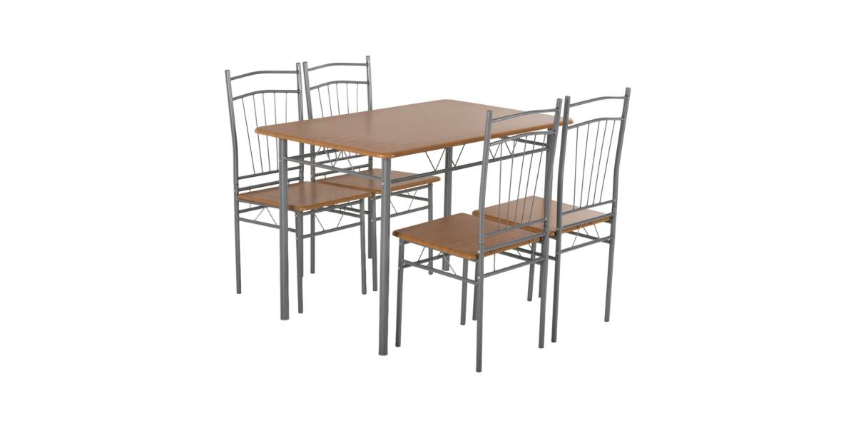 ΣΕΤ ΤΡΑΠΕΖΑΡΙΑΣ 5ΤΜΧ PEARY HM9416.12 ΜΕΤΑΛΛΟ ΑΣΗΜΙ-MDF ΣΟΝΑΜΑ 110x60x74Yεκ.