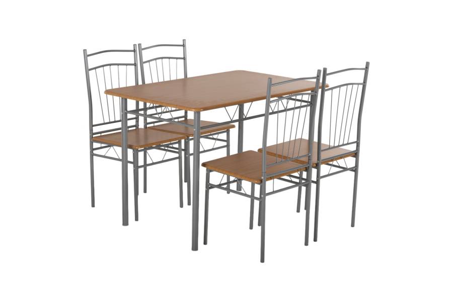 ΣΕΤ ΤΡΑΠΕΖΑΡΙΑΣ 5ΤΜΧ PEARY HM9416.12 ΜΕΤΑΛΛΟ ΑΣΗΜΙ-MDF ΣΟΝΑΜΑ 110x60x74Yεκ.